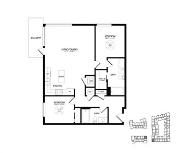 2D w/ Balcony floor plan